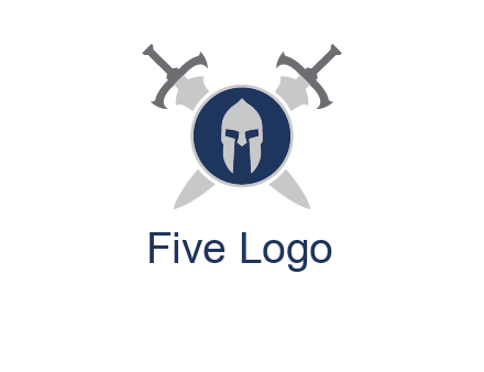crossed swords behind a circle shield with a gladiator helmet emblem