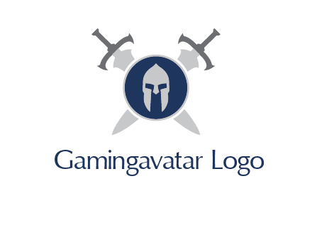 crossed swords behind a circle shield with a gladiator helmet emblem