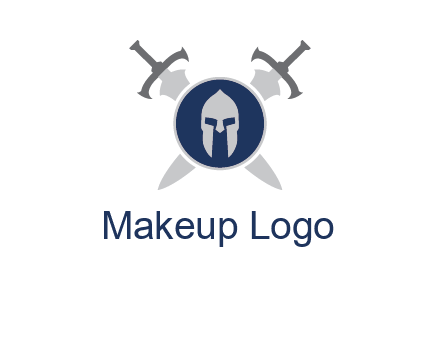crossed swords behind a circle shield with a gladiator helmet emblem