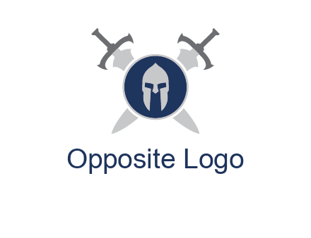 crossed swords behind a circle shield with a gladiator helmet emblem