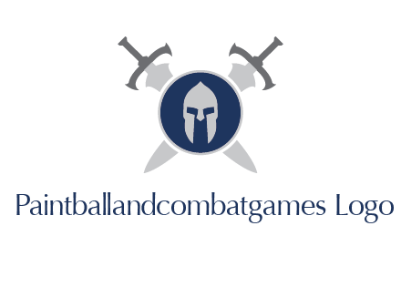 crossed swords behind a circle shield with a gladiator helmet emblem