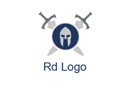 crossed swords behind a circle shield with a gladiator helmet emblem