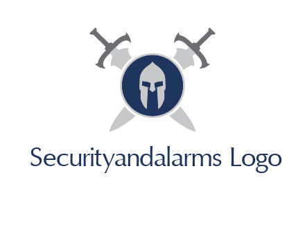 crossed swords behind a circle shield with a gladiator helmet emblem