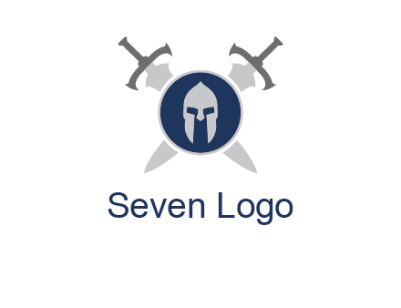 crossed swords behind a circle shield with a gladiator helmet emblem