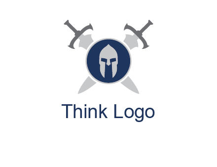 crossed swords behind a circle shield with a gladiator helmet emblem