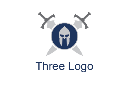 crossed swords behind a circle shield with a gladiator helmet emblem