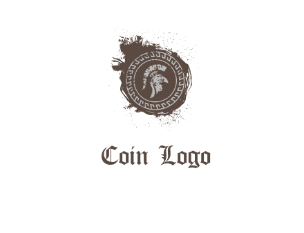 coin logo with a knight helmet illustration