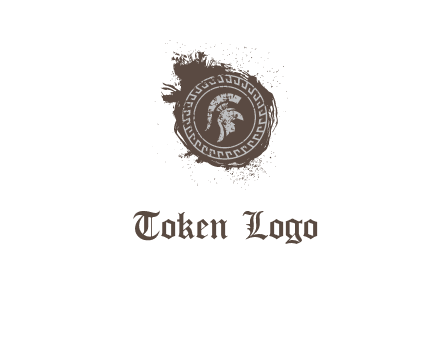 coin logo with a knight helmet illustration