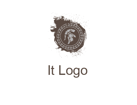 coin logo with a knight helmet illustration