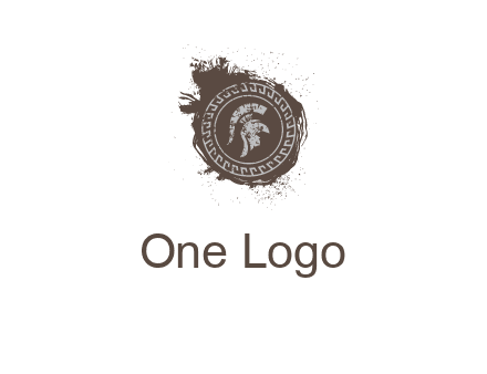 coin logo with a knight helmet illustration