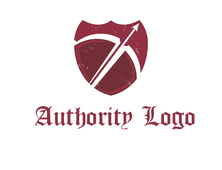 archery or sports logo with a crossbow on shield