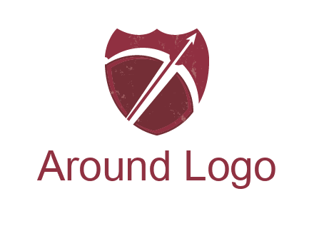 archery or sports logo with a crossbow on shield