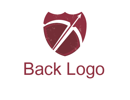 archery or sports logo with a crossbow on shield