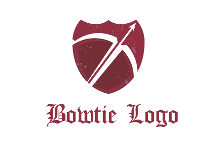 archery or sports logo with a crossbow on shield