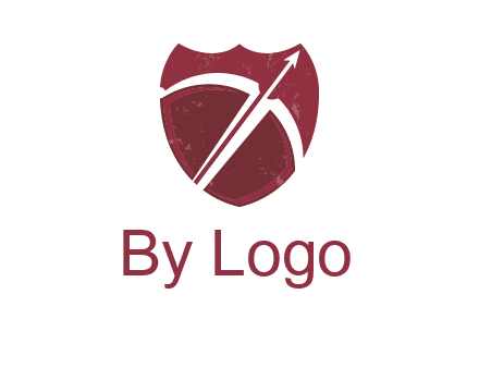 archery or sports logo with a crossbow on shield