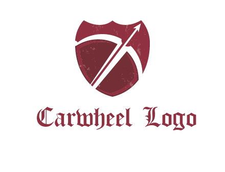 archery or sports logo with a crossbow on shield