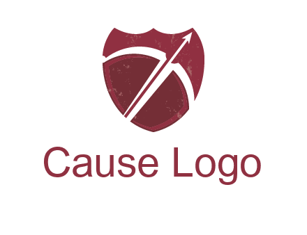 archery or sports logo with a crossbow on shield