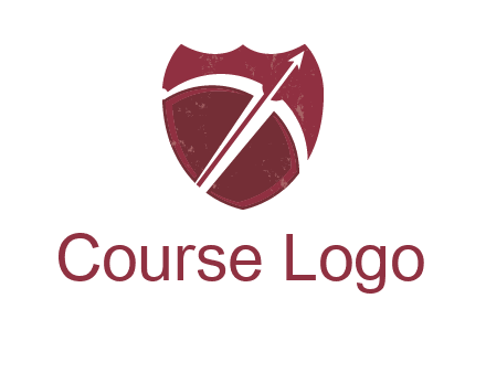 archery or sports logo with a crossbow on shield
