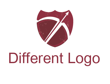archery or sports logo with a crossbow on shield