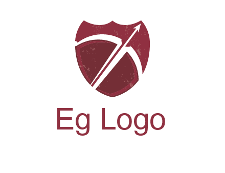 archery or sports logo with a crossbow on shield