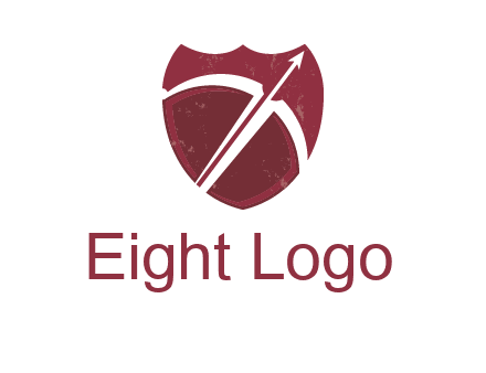 archery or sports logo with a crossbow on shield