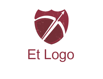 archery or sports logo with a crossbow on shield
