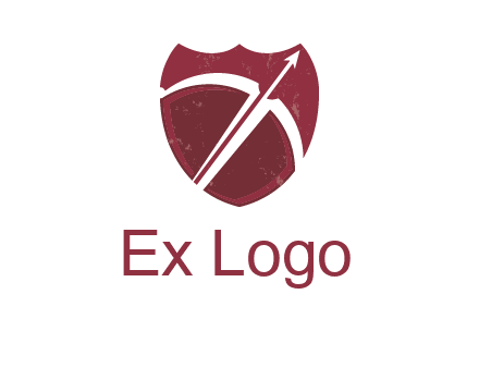 archery or sports logo with a crossbow on shield