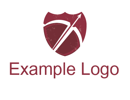 archery or sports logo with a crossbow on shield