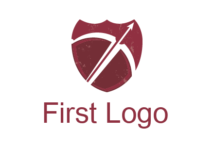 archery or sports logo with a crossbow on shield