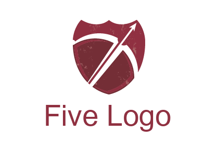archery or sports logo with a crossbow on shield