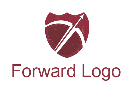 archery or sports logo with a crossbow on shield