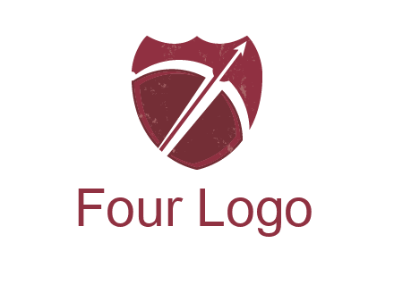 archery or sports logo with a crossbow on shield