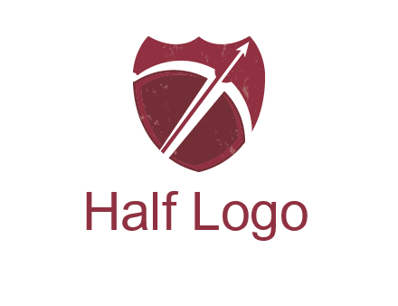 archery or sports logo with a crossbow on shield
