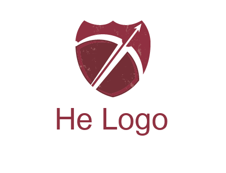 archery or sports logo with a crossbow on shield