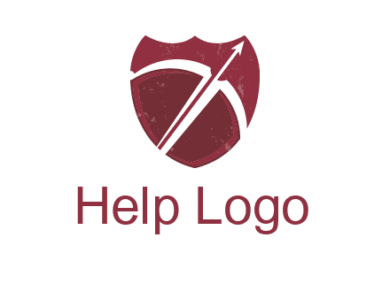 archery or sports logo with a crossbow on shield