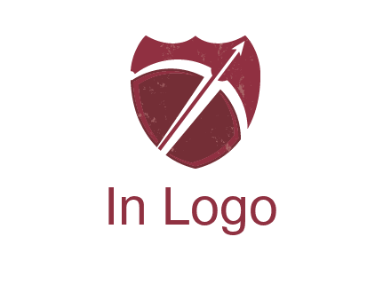 archery or sports logo with a crossbow on shield