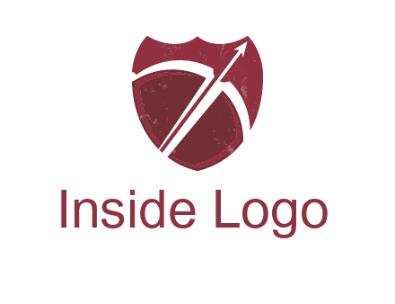 archery or sports logo with a crossbow on shield