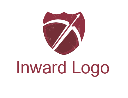 archery or sports logo with a crossbow on shield