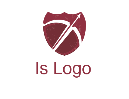 archery or sports logo with a crossbow on shield
