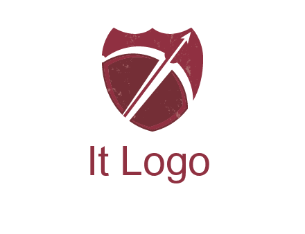 archery or sports logo with a crossbow on shield