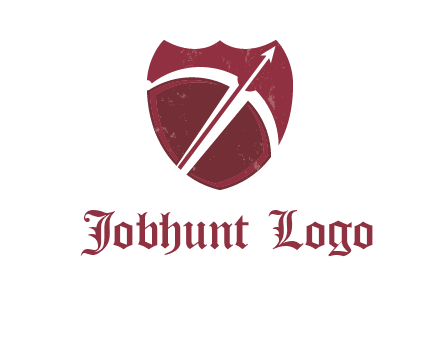 archery or sports logo with a crossbow on shield