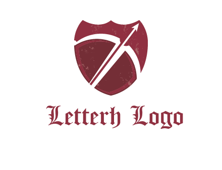 archery or sports logo with a crossbow on shield