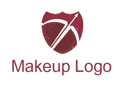 archery or sports logo with a crossbow on shield