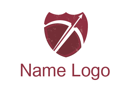 archery or sports logo with a crossbow on shield