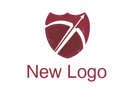 archery or sports logo with a crossbow on shield