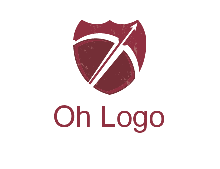 archery or sports logo with a crossbow on shield