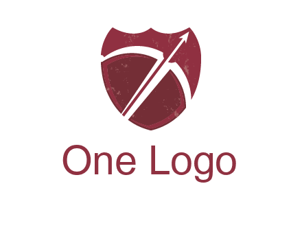 archery or sports logo with a crossbow on shield