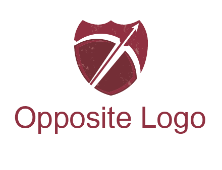 archery or sports logo with a crossbow on shield