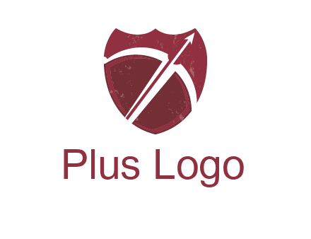 archery or sports logo with a crossbow on shield