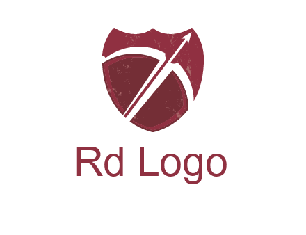 archery or sports logo with a crossbow on shield